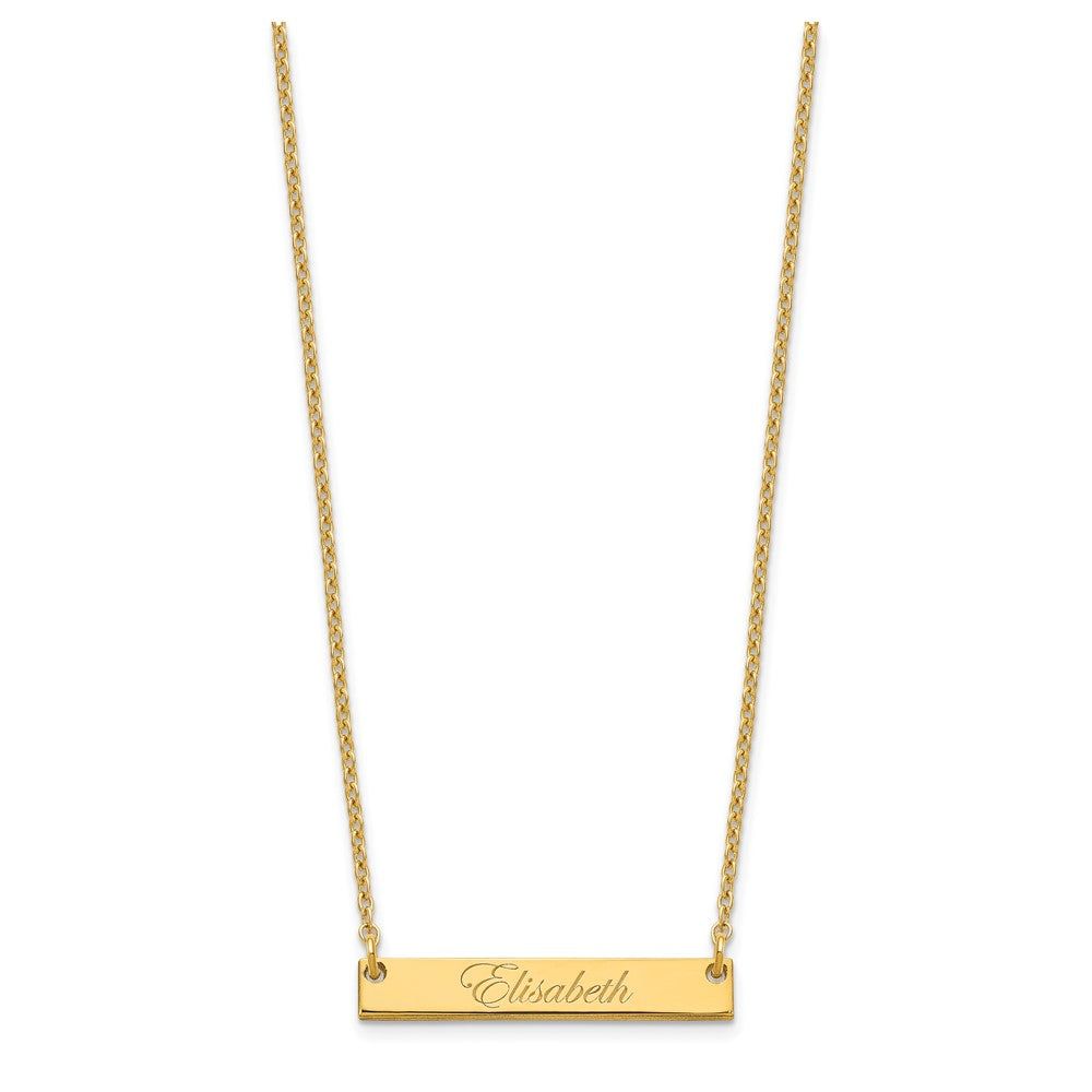 Gold Plated Sterling Silver/Gold Small Edwardian Script Bar Necklace