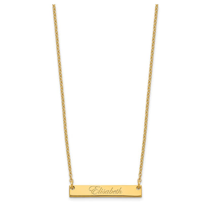 Gold Plated Sterling Silver/Gold Small Edwardian Script Bar Necklace