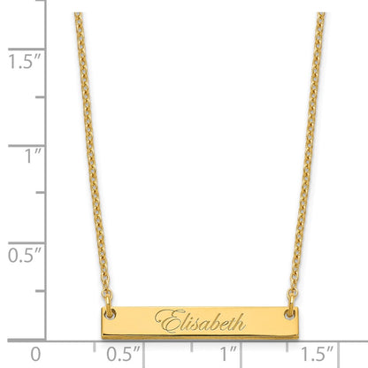 Gold Plated Sterling Silver/Gold Small Edwardian Script Bar Necklace