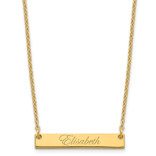 Gold Plated Sterling Silver/Gold Small Edwardian Script Bar Necklace