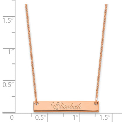 14K Rose Gold Small Edwardian Script Bar Necklace