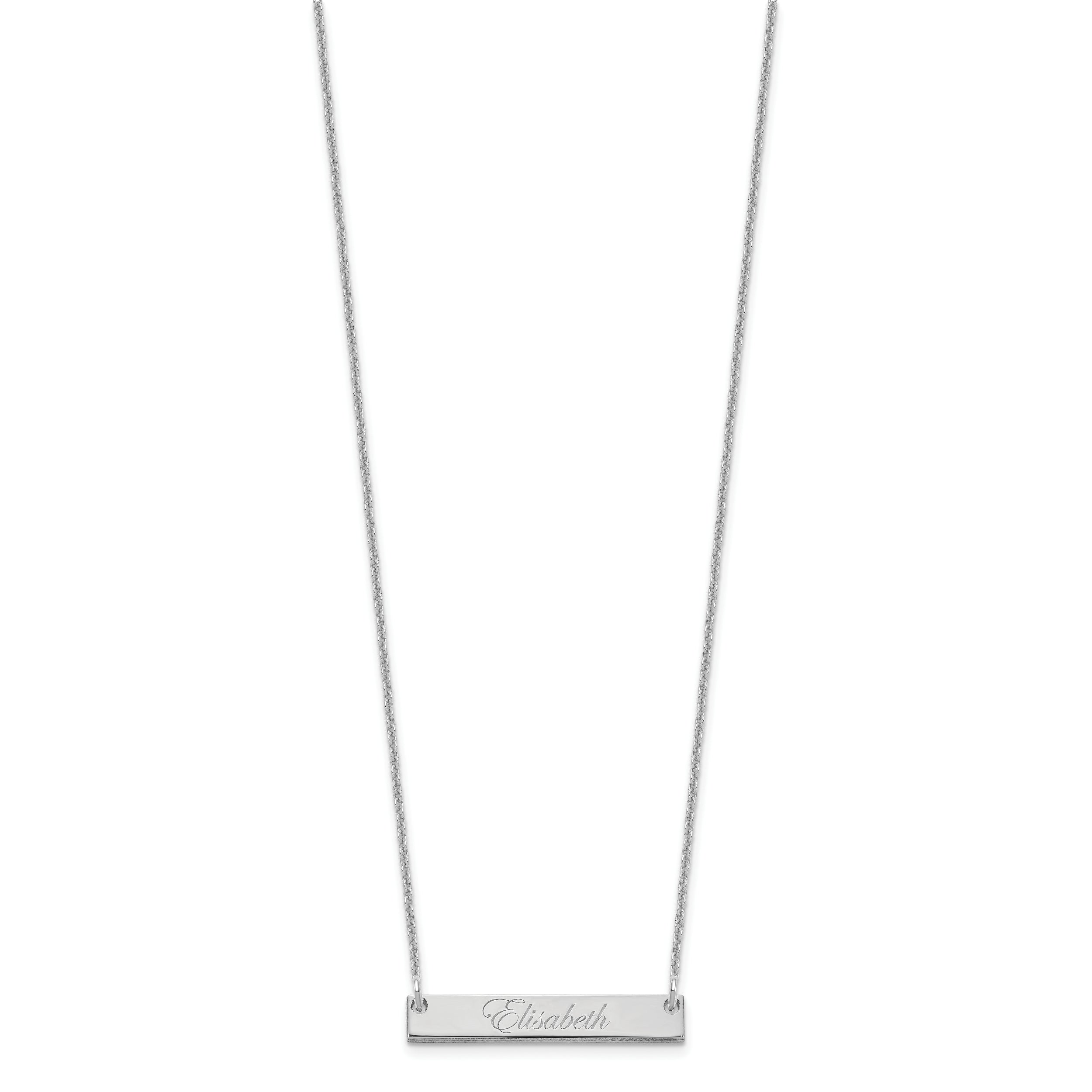 14K White Gold Small Edwardian Script Bar Necklace