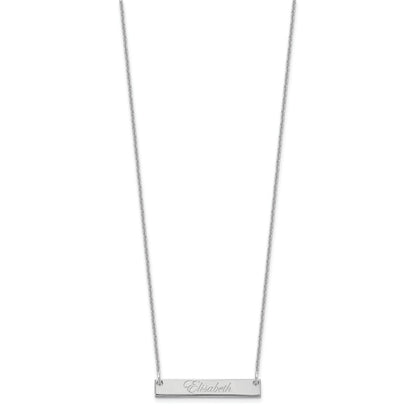 14K White Gold Small Edwardian Script Bar Necklace