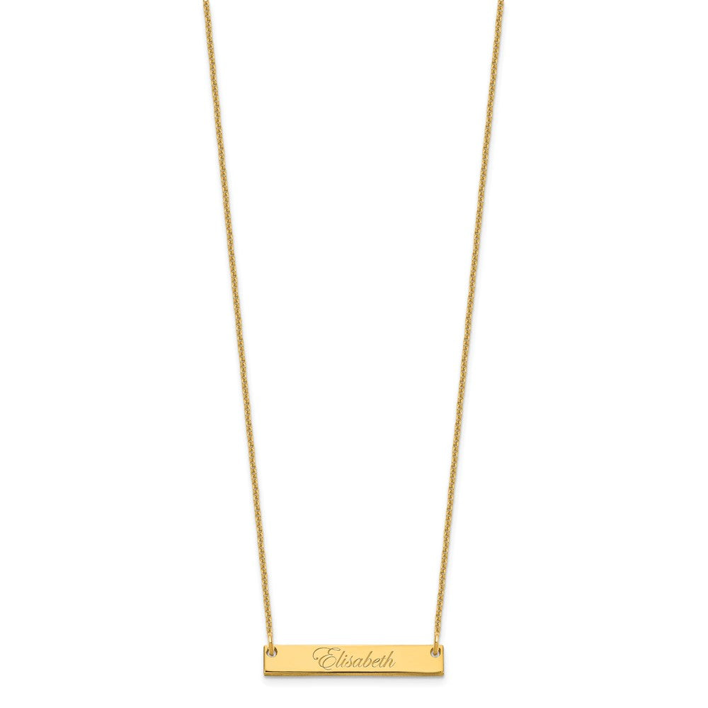 14K Yellow Gold Small Edwardian Script Bar Necklace