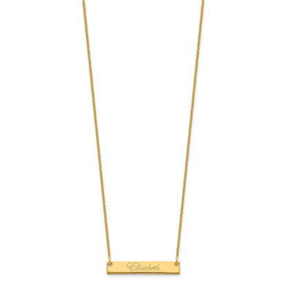 14K Yellow Gold Small Edwardian Script Bar Necklace
