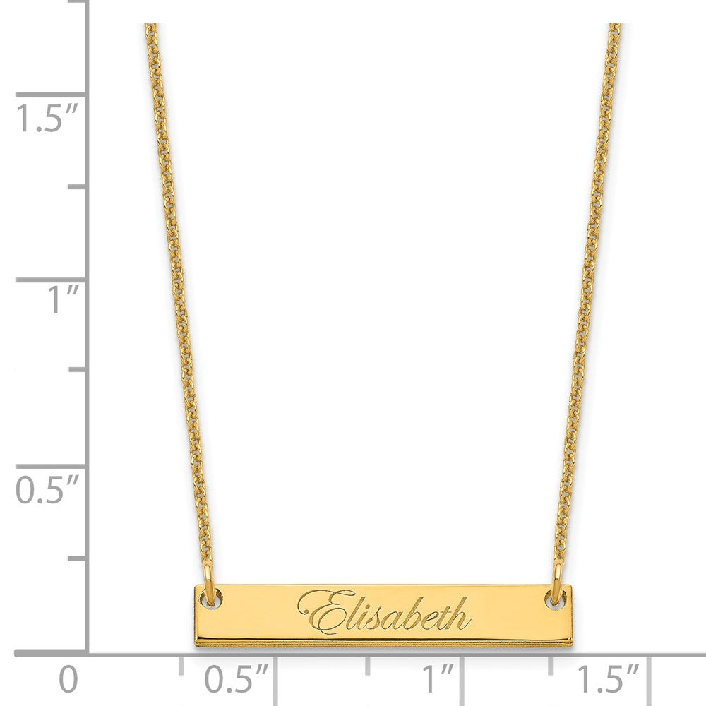 14K Yellow Gold Small Edwardian Script Bar Necklace