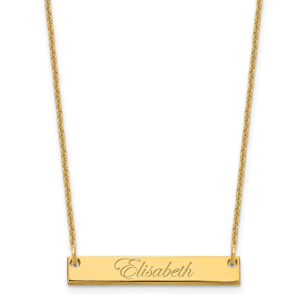 14K Yellow Gold Small Edwardian Script Bar Necklace