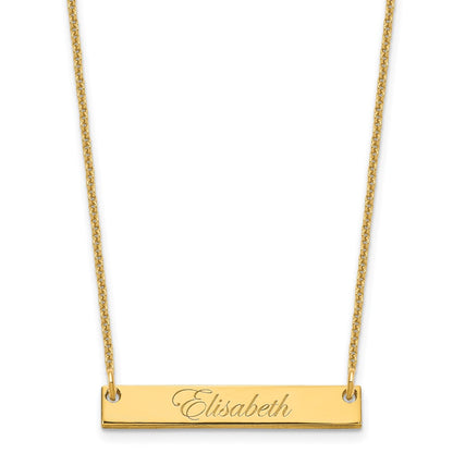 14K Yellow Gold Small Edwardian Script Bar Necklace