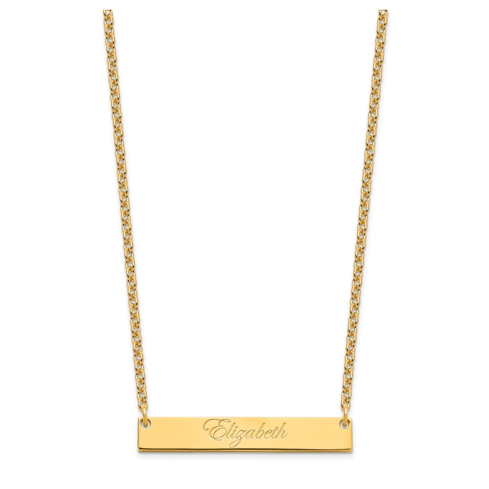 Gold Plated Medium Edwardian Script Bar Necklace