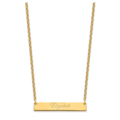 Gold Plated Medium Edwardian Script Bar Necklace