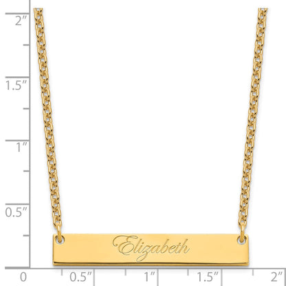 Gold Plated Medium Edwardian Script Bar Necklace