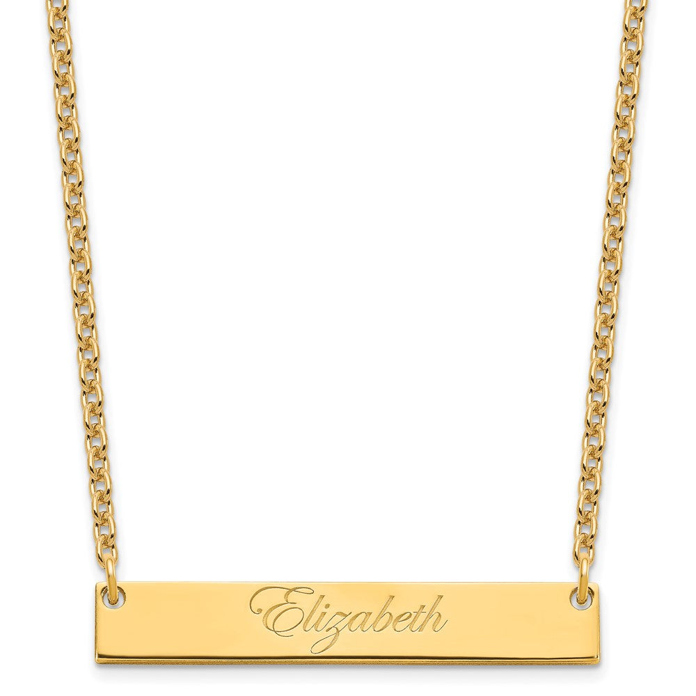 Gold Plated Medium Edwardian Script Bar Necklace