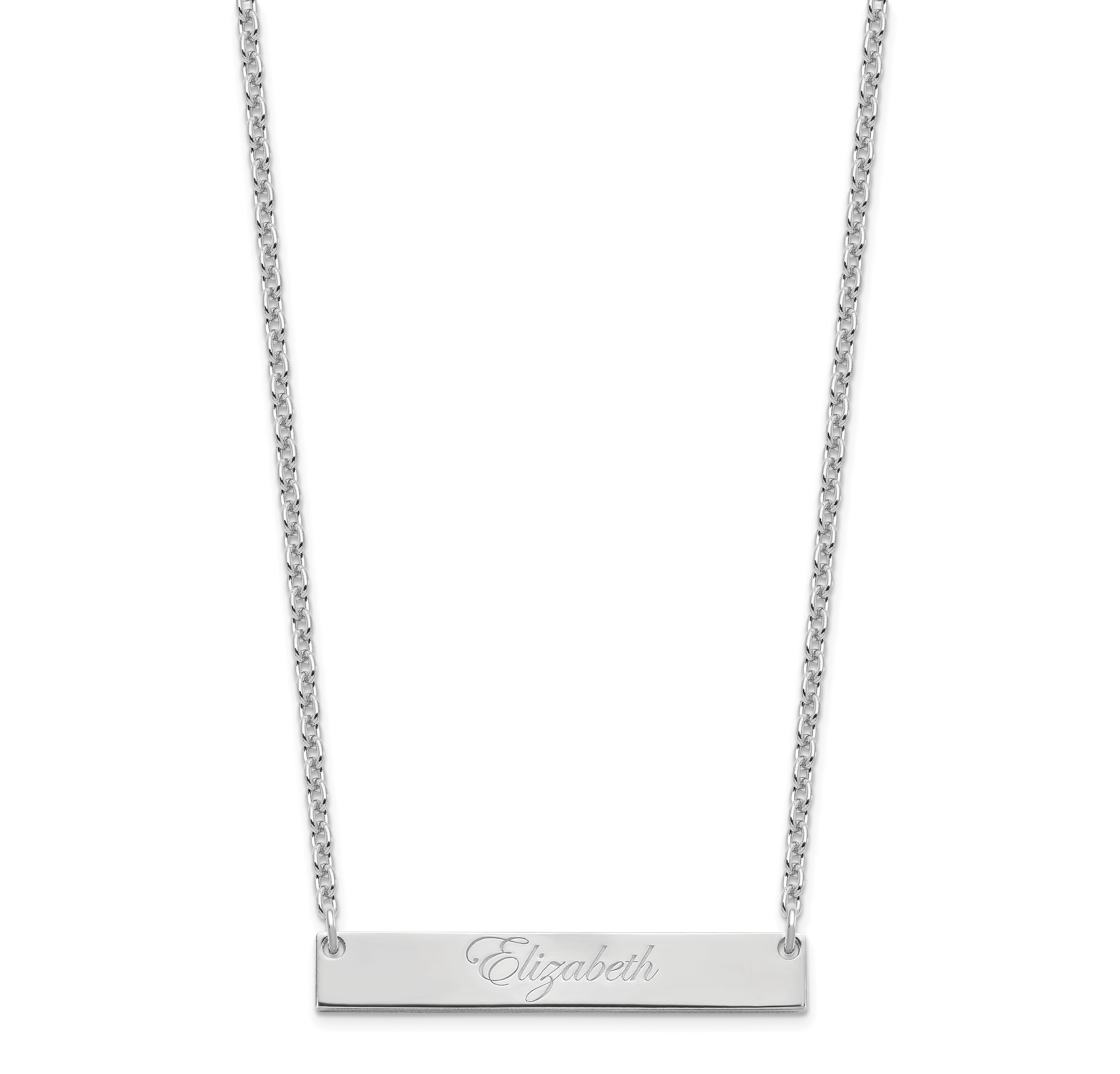 Sterling Silver Rhodium Plated Medium Edwardian Script Brar Necklace