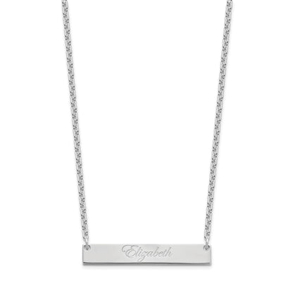 Sterling Silver Rhodium Plated Medium Edwardian Script Brar Necklace