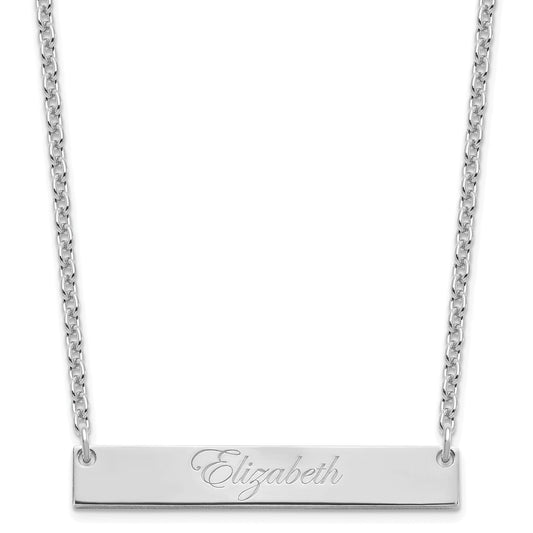 Sterling Silver Rhodium Plated Medium Edwardian Script Brar Necklace