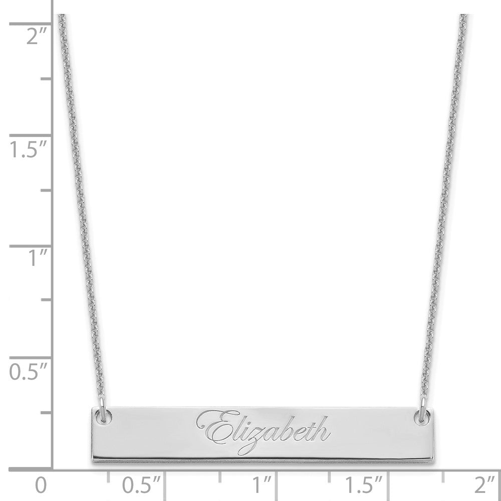 14K White Gold Medium Edwardian Scrript Bar Necklace