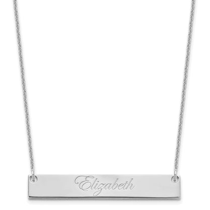14K White Gold Medium Edwardian Scrript Bar Necklace