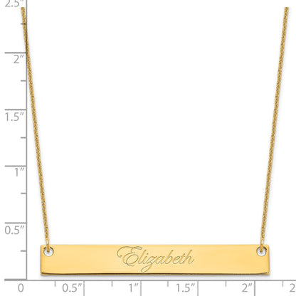 14K Yellow Gold Large Edwardian Script Bar Necklace