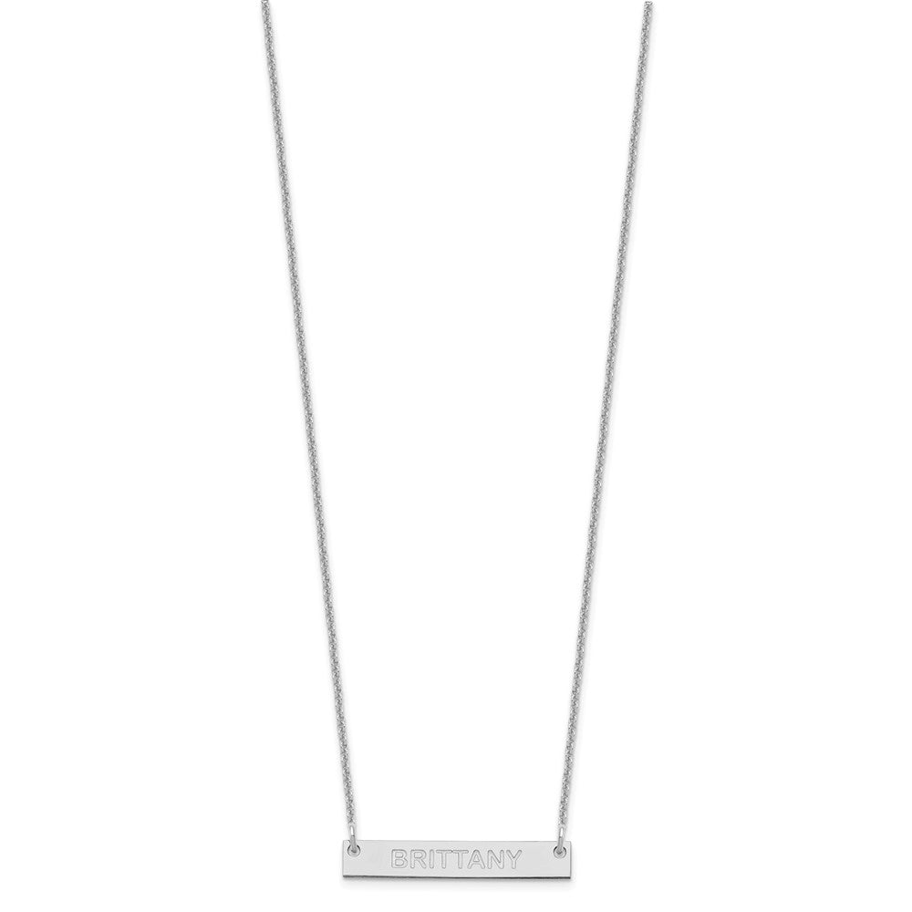 14K White Gold Small Capitalized Arial Rounded Bar Necklace