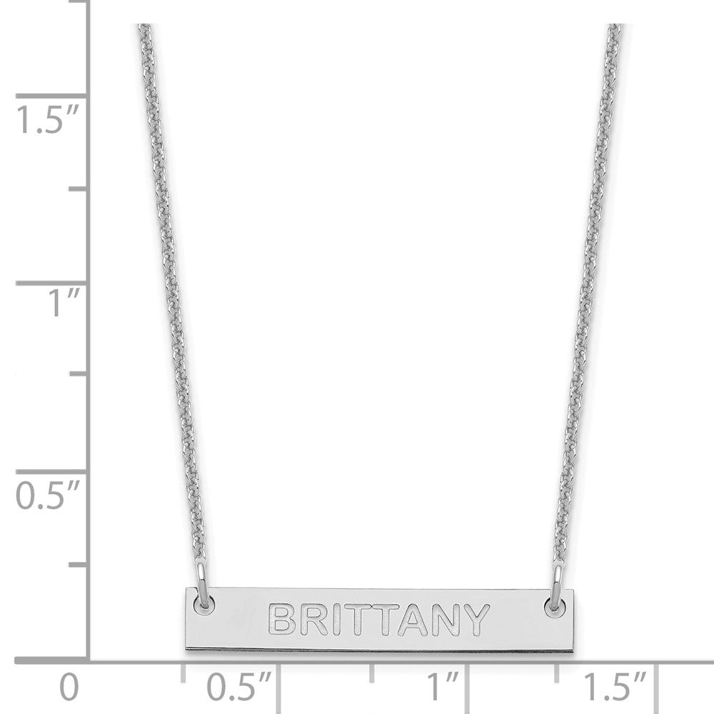 14K White Gold Small Capitalized Arial Rounded Bar Necklace