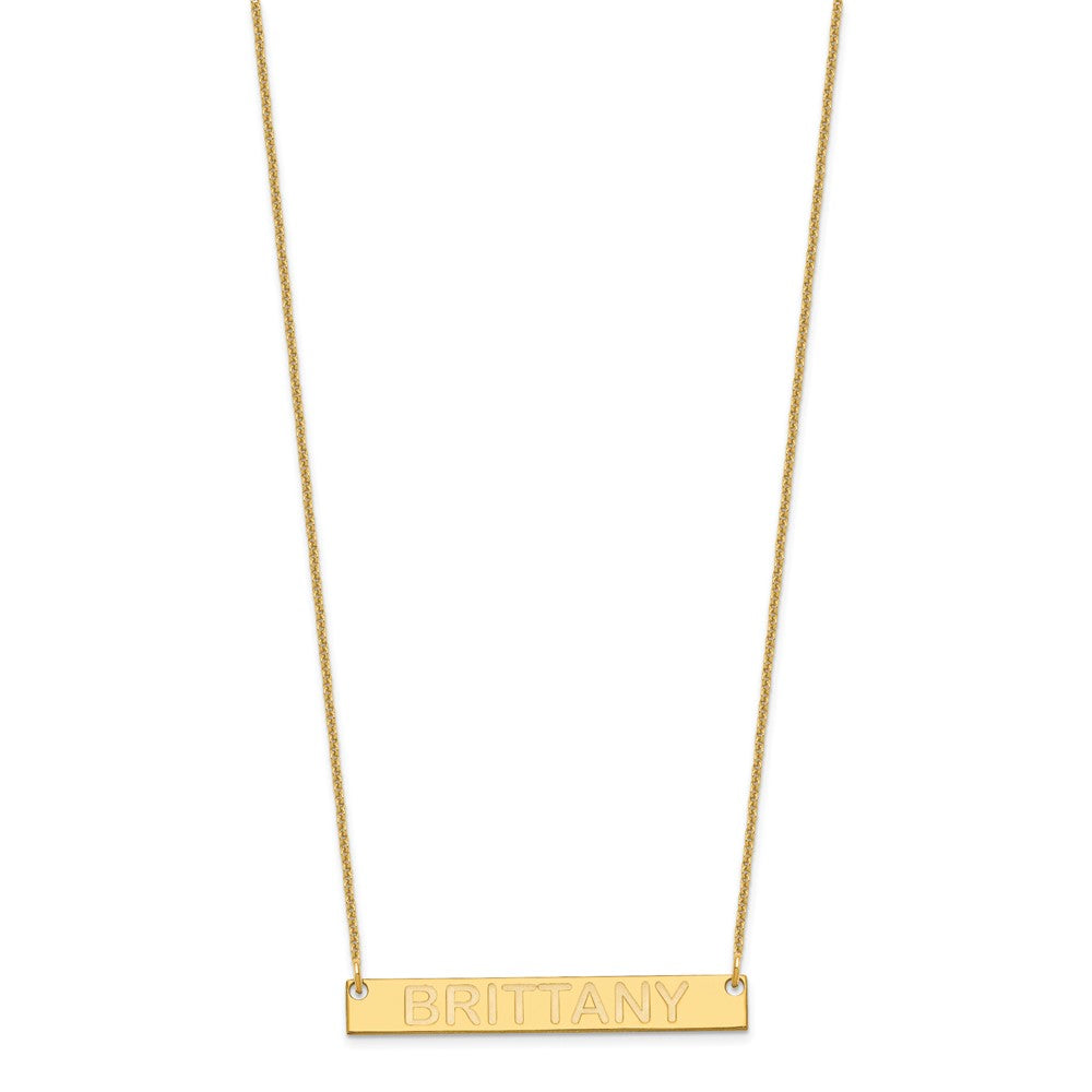 14K Yellow Gold Medium Capitalized Arial Rounded Bar Necklace