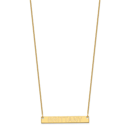 14K Yellow Gold Medium Capitalized Arial Rounded Bar Necklace