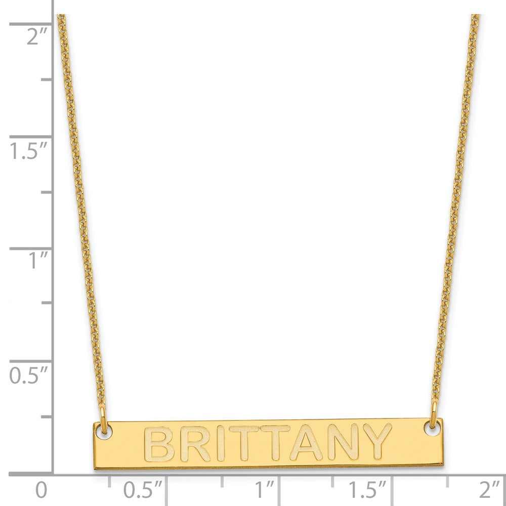 14K Yellow Gold Medium Capitalized Arial Rounded Bar Necklace