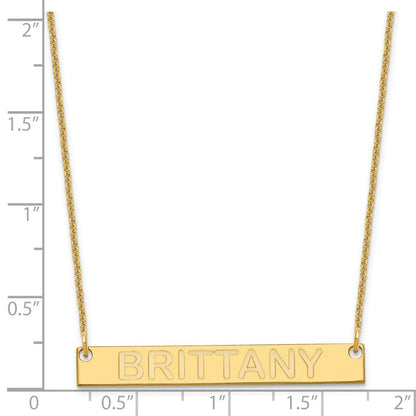14K Yellow Gold Medium Capitalized Arial Rounded Bar Necklace