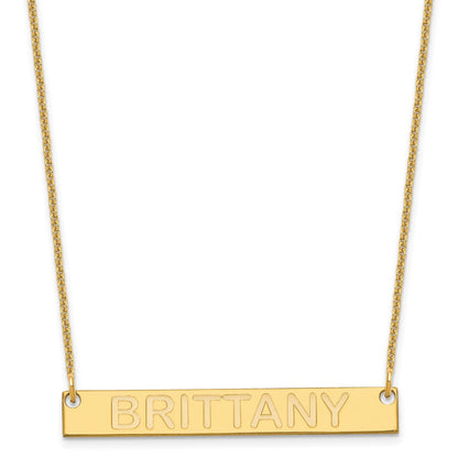 14K Yellow Gold Medium Capitalized Arial Rounded Bar Necklace