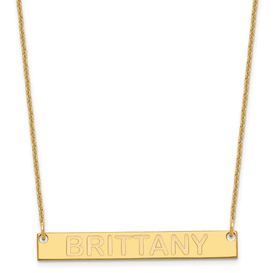 14K Yellow Gold Medium Capitalized Arial Rounded Bar Necklace