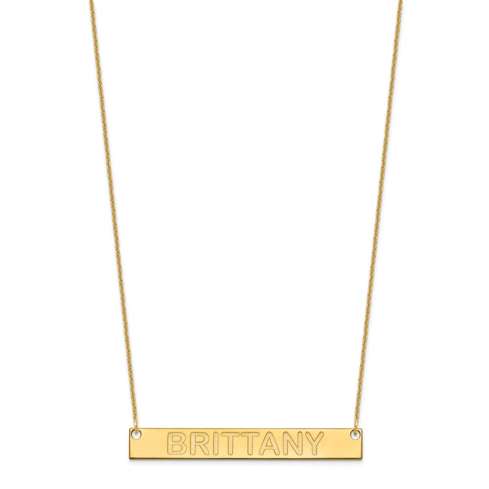 14K Yellow Gold Large Capitalized Arial Rounded Bar Necklace