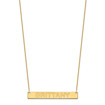 14K Yellow Gold Large Capitalized Arial Rounded Bar Necklace