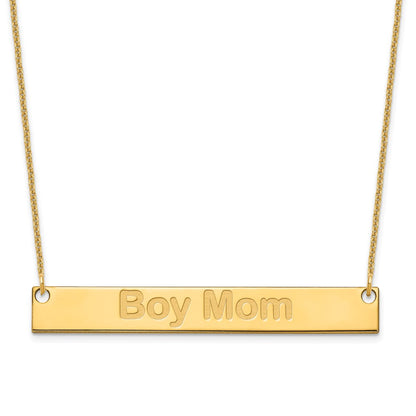 14K Yellow Gold Large Capitalized Arial Rounded Bar Necklace