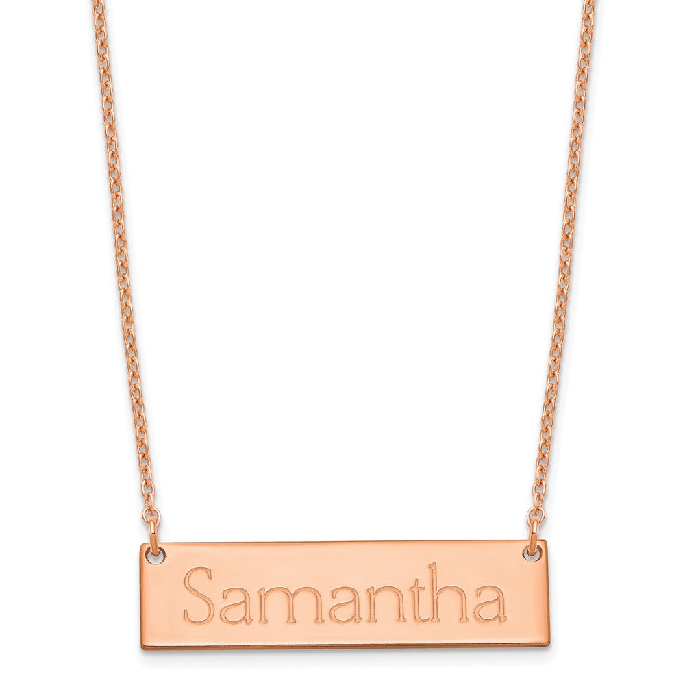 Rose Plated Sterling Silver/Rose Small Name Bar Necklace