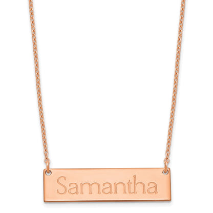 Rose Plated Sterling Silver/Rose Small Name Bar Necklace