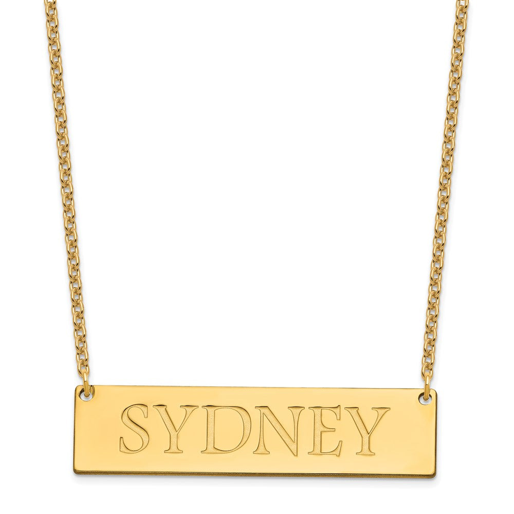 Gold Plated Sterling Silver/Gold Large Name Bar Necklace