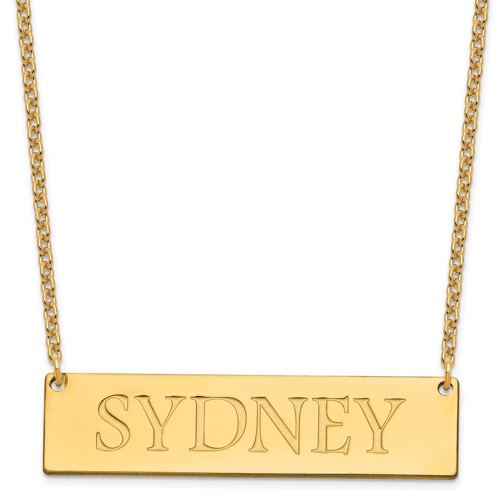 Gold Plated Sterling Silver/Gold Large Name Bar Necklace