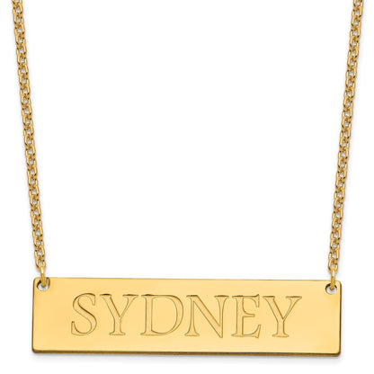 Gold Plated Sterling Silver/Gold Large Name Bar Necklace