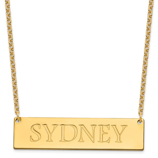 Gold Plated Sterling Silver/Gold Large Name Bar Necklace