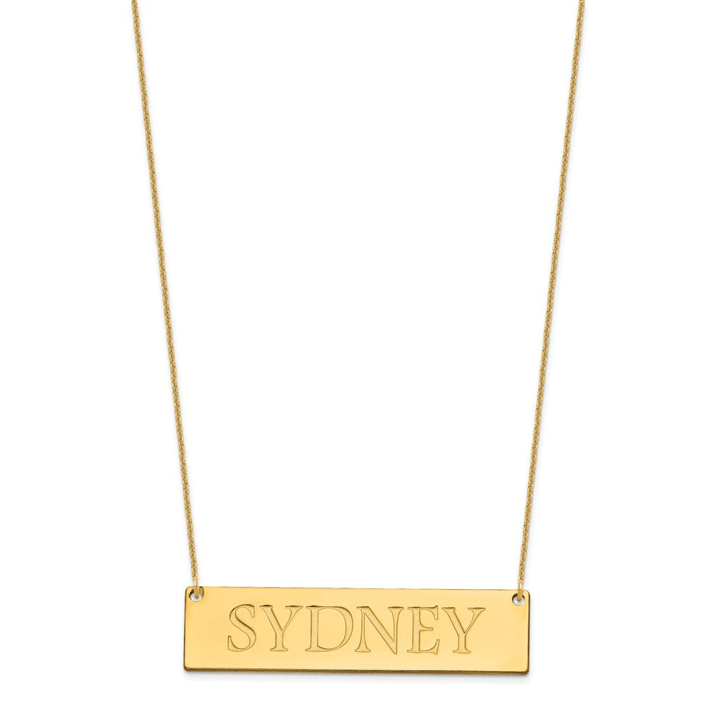 14K Yellow Gold Large Name Bar Necklace