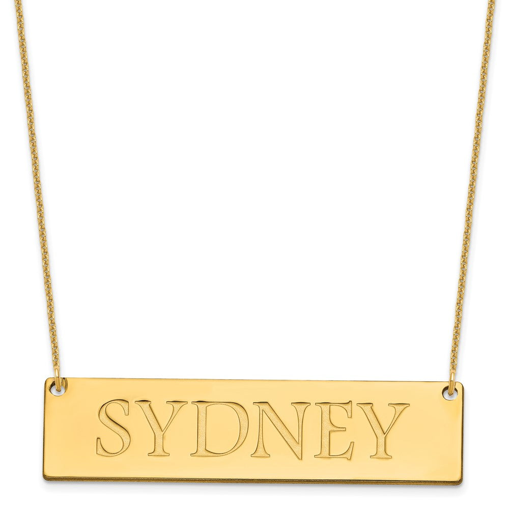 14K Yellow Gold Large Name Bar Necklace