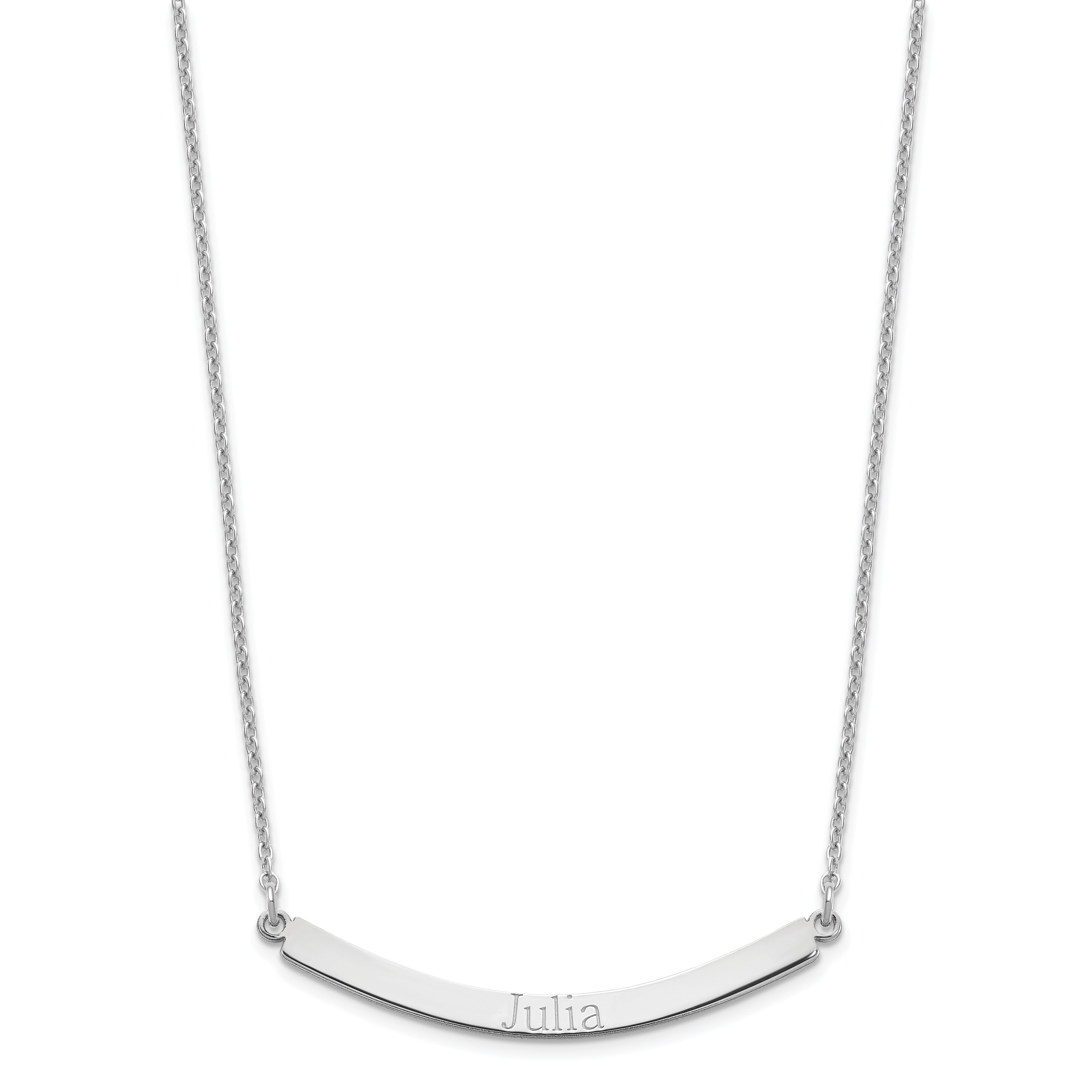 Sterling Silver Silver/Rose Plated Curved Bar Necklace