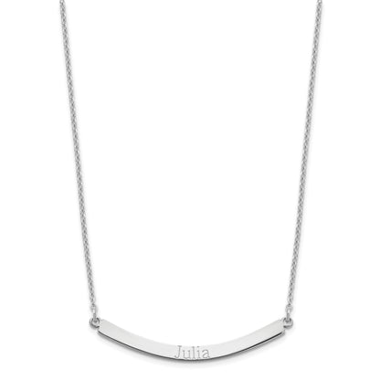Sterling Silver Silver/Rose Plated Curved Bar Necklace