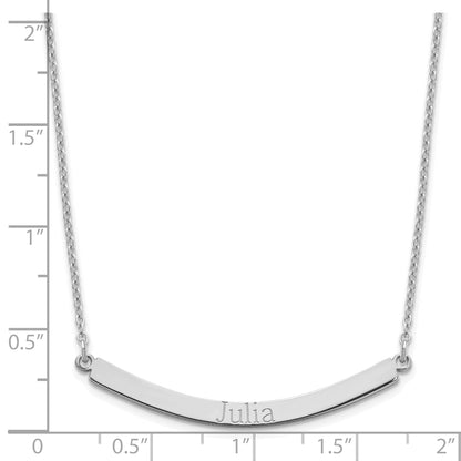 Sterling Silver Silver/Rose Plated Curved Bar Necklace
