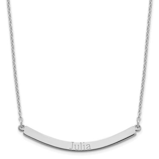 Sterling Silver Silver/Rose Plated Curved Bar Necklace