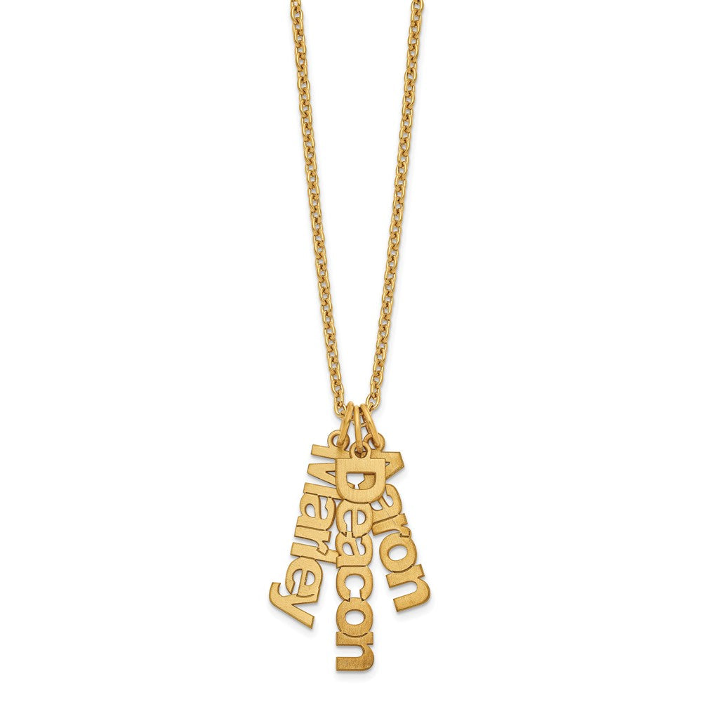 Gold Plated Sterling Silver/Gold Brushed 3 Name Charm Necklace