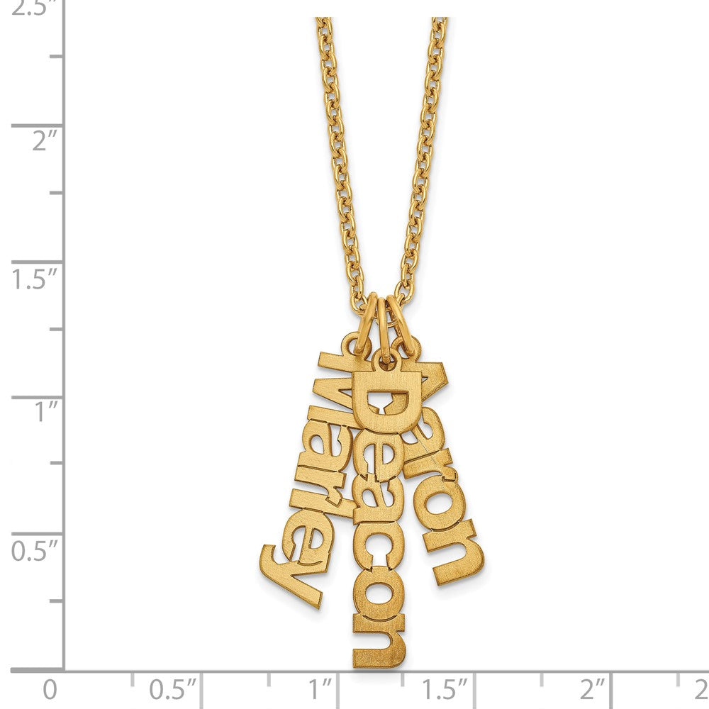 Gold Plated Sterling Silver/Gold Brushed 3 Name Charm Necklace