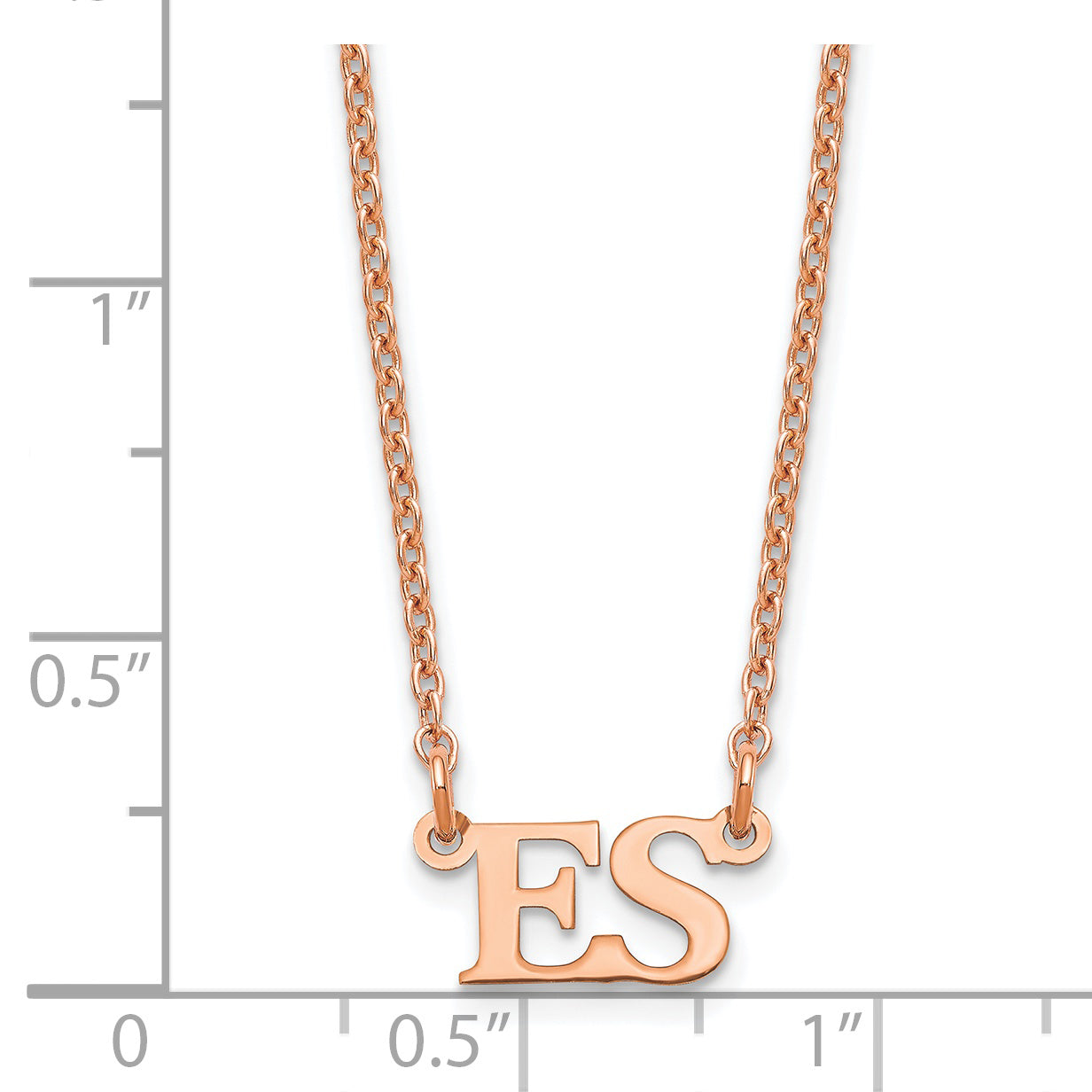 Rose Plated Sterling Silver/Rose Small Initials Necklace