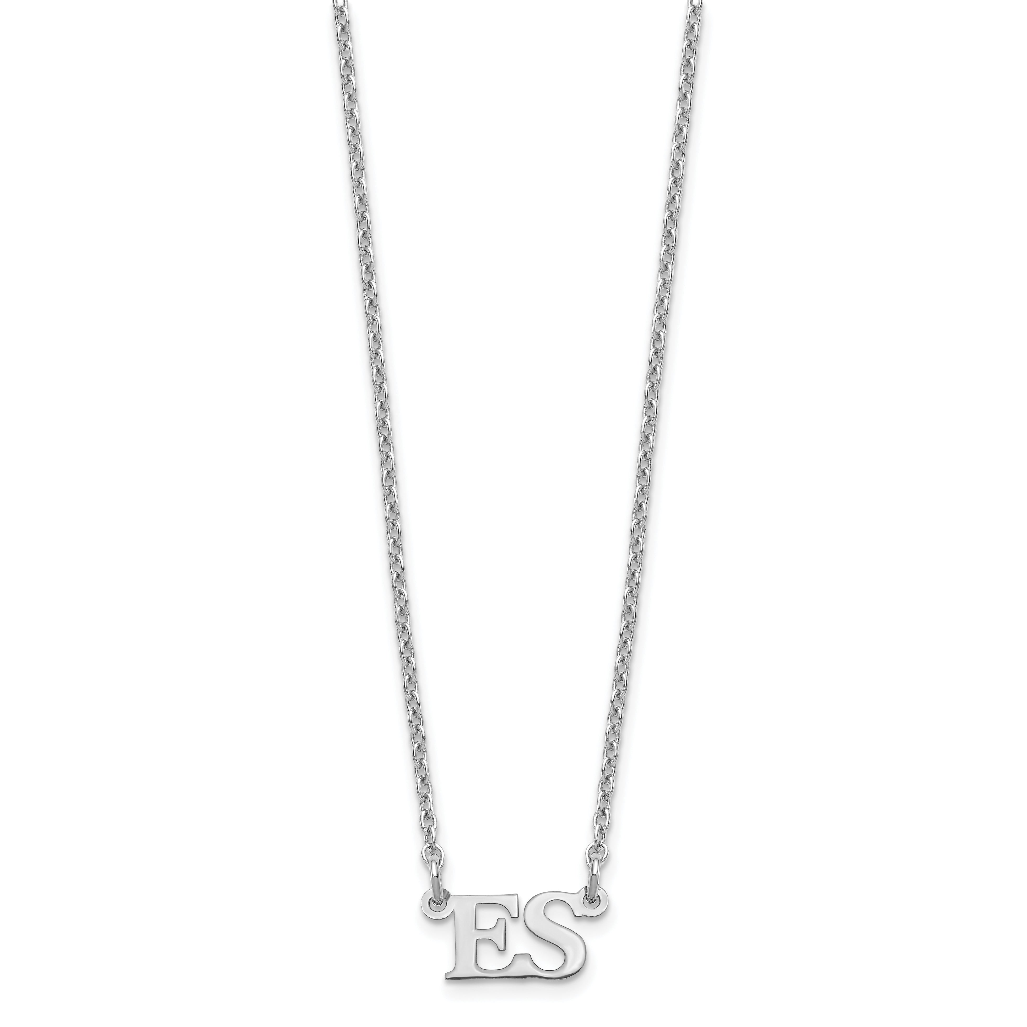 Sterling Silver Silver/Rhodium Plated Small Initials Necklace