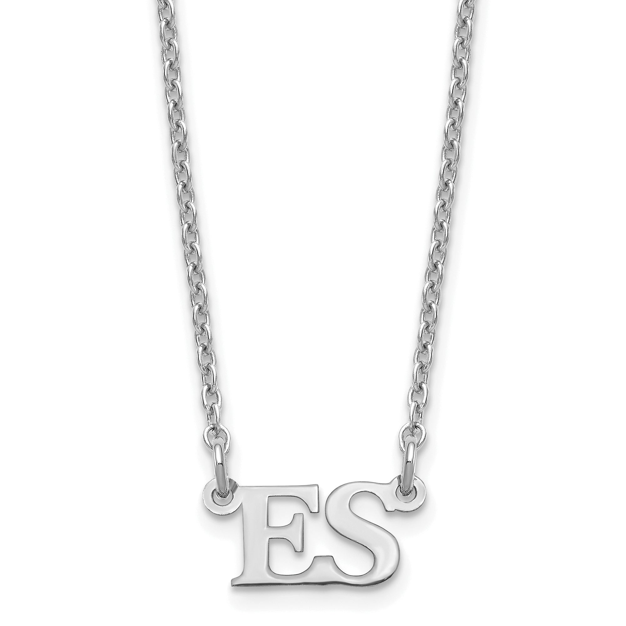 Sterling Silver Silver/Rhodium Plated Small Initials Necklace